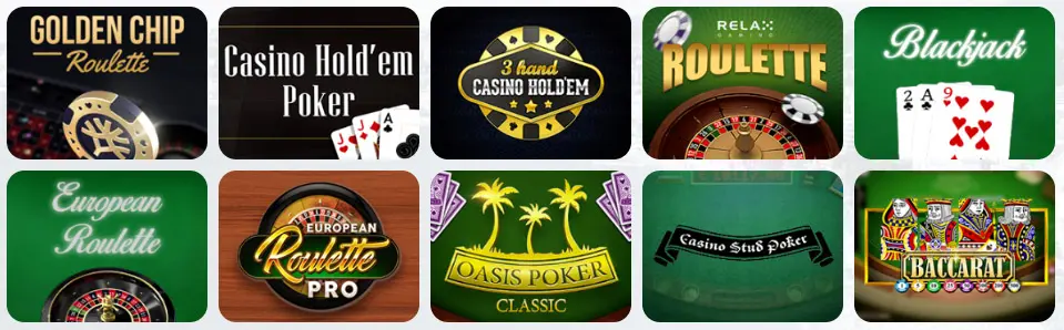 Jeux de table au RooStake Casino