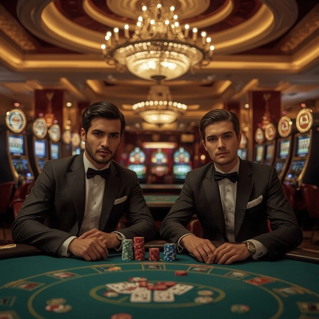 Deux joueurs de poker dans un ROOSTAKE CASINO